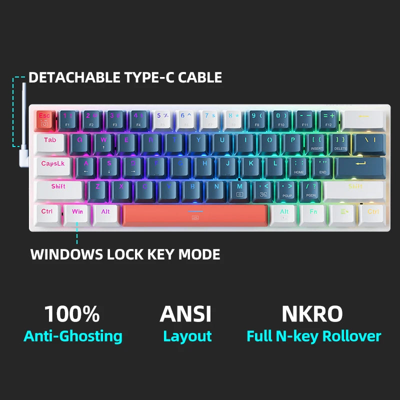 Teclado mecânico K500-B61 Machenike Mini