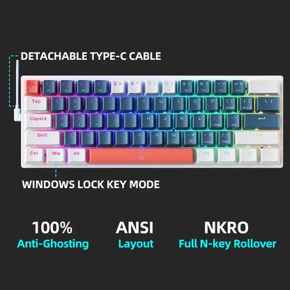 Teclado mecânico K500-B61 Machenike Mini