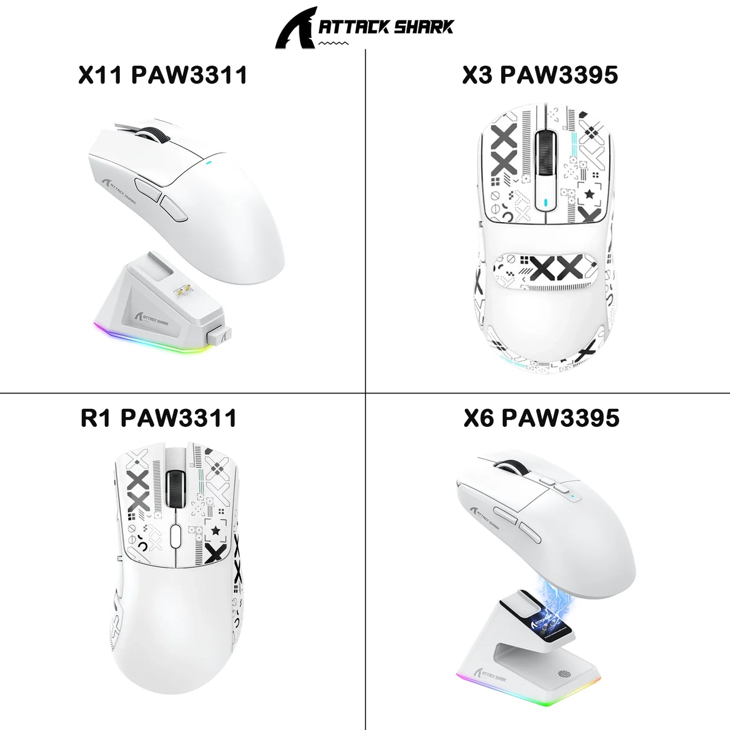 Mouse sem fio Attack Shark X11/X6/X3/R1