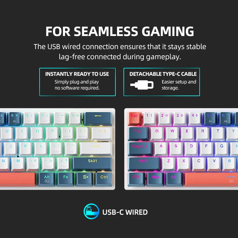 Teclado mecânico K500-B61 Machenike Mini