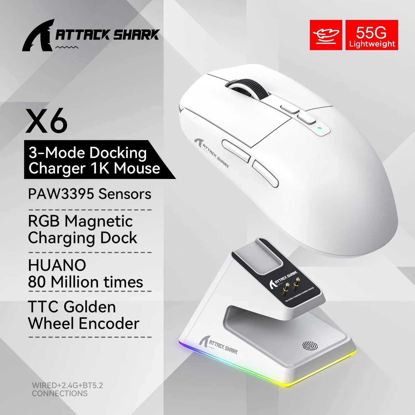 Mouse sem fio Attack Shark X11/X6/X3/R1