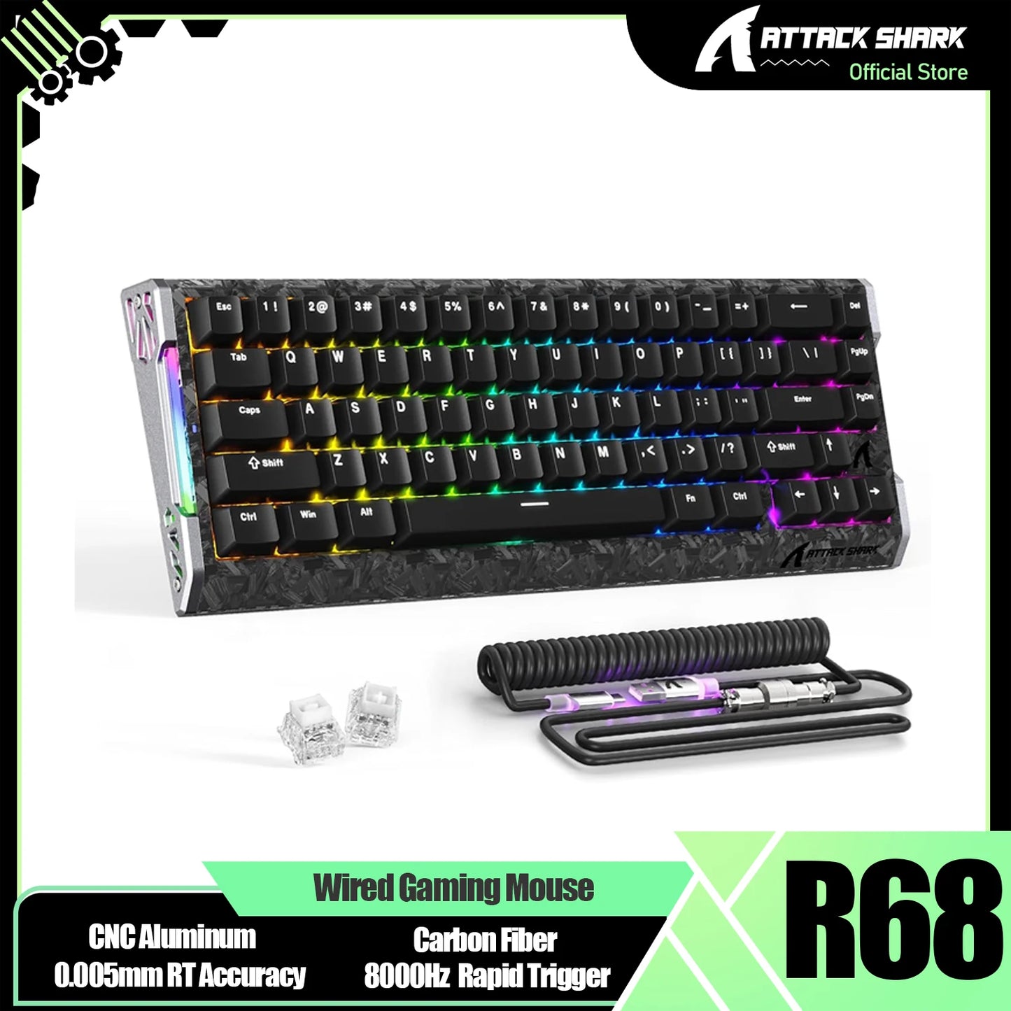 Teclado Magnético Attack Shark R68 HE